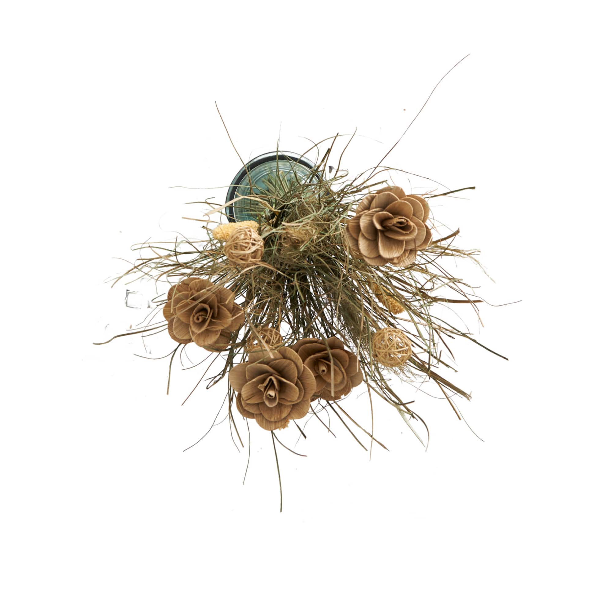 41" Brown Dried Plant Floral Bouquet Grass Natural Foliage with Deco Ball Accents